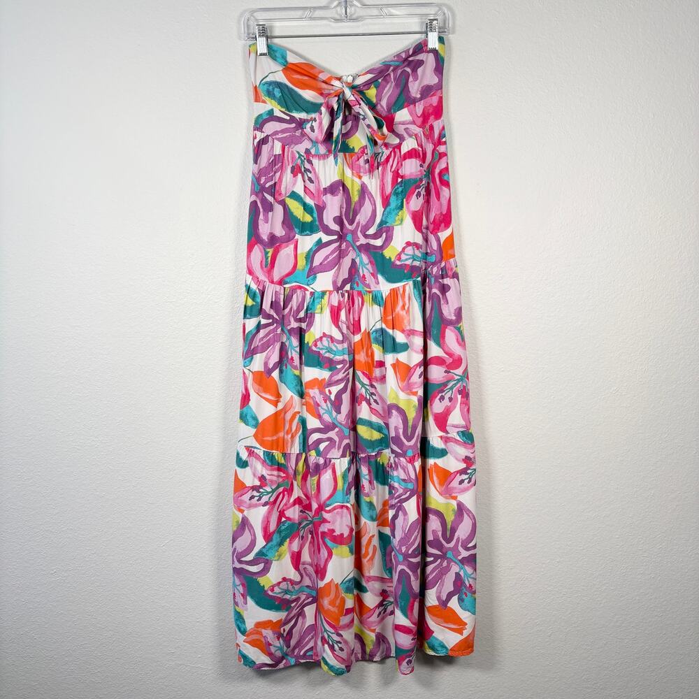 Kenny Flowers Tropical Floral Print Strapless The Kona Bandeau Maxi Dress